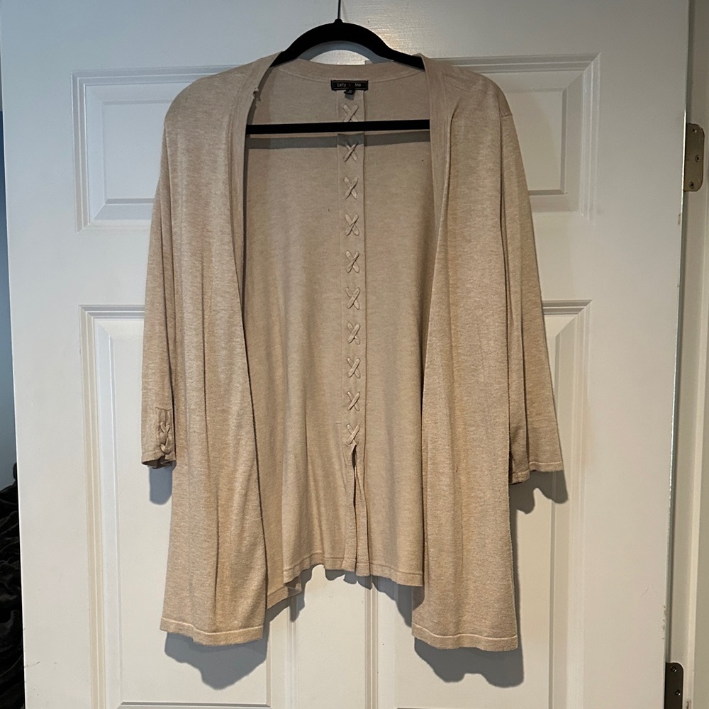 Lety & Me Light Beige Open-Front Women’s Cardigan Sweater (Stitch Fix)